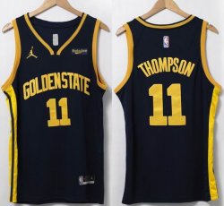 Jordan Golden State Warriors #11 Klay Thompson dark blue nba basketball jersey-XD