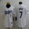 Custom Nike Los Angeles Dodgers #7 Julio Urias white Women majestic baseball jersey-BD 01