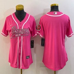 Women Nike Denver Broncos blank pink baseball jerseys Joint name-BD