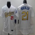 Los Angeles Dodgers #21 Walker Buehler white gold Flexbase Authentic Collection Jersey