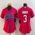 Women Nike Buffalo Bills #3 Damar Hamlin red baseball jerseys Joint name-BD