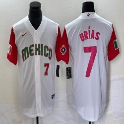 2023 World Cup Mexico #7 Julio Urias white red majestic baseball jerseys 52