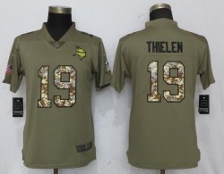 Women Nike Minnesota Vikings 19 Thielen Olive Camo Carson 2017 Salute to Service Elite Player