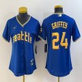 Youth Nike Seattle Mariners #24 Ken Griffey Jr. blue majestic mlb jersey city version-BD