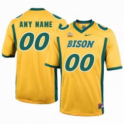 Custom (NDSU) North Dakota State Bison yellow college football jersey