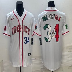 2023 World Cup Mexico #34 Fernando Valenzuela white majestic baseball jerseys 01