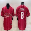 Nike 49ers #8 Steve Young red baseball jerseys Joint name-BD 01