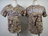 San Diego Padres Chase Headley 7# gray kid mlb Jerseys