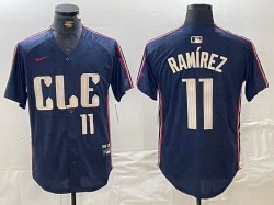 Nike Cleveland Indians #11 Jose Ramirez blue majestic baseball jersey-BD 09