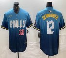 Nike Philadelphia Phillies #12 Schwarber skyblue majestaic baseball jersey city version-BD 03