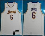 Nike Los Angeles Lakers #6 LeBron James white basketball jerseys