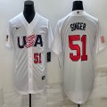 2023 World Cup #51 Singer white majestic baseball jerseys 05