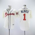 Atlanta Braves #1 Ozzie Albies beige MLB majestic baseball Jersey