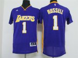 Los Angeles Lakers #1 D-Angelo Russell purple short sleeves nba basketball jerseys