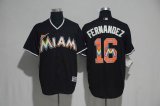 2017 Florida Marlins #16 Jose Fernandez black Majestic baseball jerseys