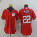 Women Washington Nationals #22 Juan Soto red majestic baseball jersey