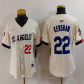 Women Nike Los Angeles Dodgers #22 Clayton Kershaw beige fashion majestic baseball Jerseys-BD 01