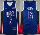 United States Team #6 LeBron James Nike blue Swingman Player Jerseys