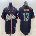 Nike Miami Dolphins #13 Dan Marino black baseball jerseys Joint name Reflective