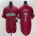 2023 World Cup Mexico #7 Julio Urias red majestic baseball jerseys 123