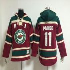 Reebok Minnesota Wild #11 Zach Parise red Ice hockey Hooded Sweatshirt