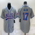 Nike Buffalo Bills #17 Josh Allen gray baseball jerseys Joint name-BD