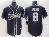 Nike Oakland Raiders #8 Josh Jacobs black baseball jerseys Joint name-BD 01