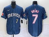 2023 World Cup Mexico #7 Julio Urias blue majestic baseball jerseys 835