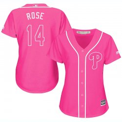 2017 Women Philadephia Phillis #14 Pete Rose pink majestic mlb jersey