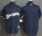 Milwaukee Brewers blank blue majestic MLB Jerseys