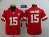 Youth 2023 super bowl Nike Kansas City Chiefs #15 Patrick Mahomes red Color Rush Limited Jerseys