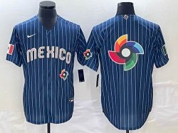 2023 World Cup Mexico blank blue majestic baseball jerseys-BD 07