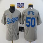 Youth Los Angeles Dodgers Mookie Betts Nike gray 2020 Dodger World Series Champions majestic mlb jersey