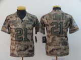 Youth Dallas Cowboys #21 Ezekiel Elliott Nike Camo Salute to Service Limited Jersey