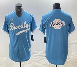 Nike Los Angeles Dodgers blank skyblue throwback MLB baseball Jersey -BD 05