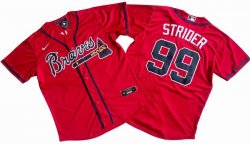 Men\'s Atlanta Braves 99# Spencer Strider Nike Red Home Replica Player Name Jersey