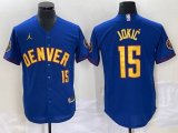 Jordan Logo Denver Nuggets #15 Nikola Jokic blue red nba basketball jersey Joint name-BD