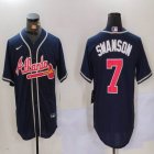 Nike Atlanta Braves Dansby Swanson dark blue majestic baseball jerseys