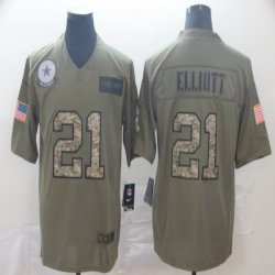 Dallas Cowboys #21 Ezekiel Elliott Nike Camo 2019 Salute to Service Limited Jersey-BD