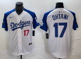 Los Angeles Dodgers #17 Shohei Ohtani Nike white blue fashion majestic baseball Jersey-BD