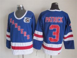 Reebok New York Rangers #3 Patrick blue CCM ice hockey Jerseys 75th patch