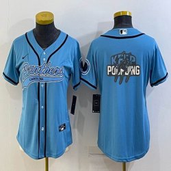 Women Nike Carolina Panthers blank skyblue baseball jerseys Joint name-BD 01