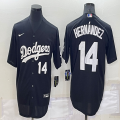 Los Angeles Dodgers #14 Enrique Hernandez black majestic baseball Jerseys-BD