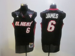 2012 Heat #6 LeBron James Latin Nights black jerseys