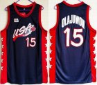 USA Team #15 Hakeem Olajuwon dark blue USA Basketball Team Jerseys