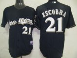 Milwaukee Brewers 21 Escobra Dark Blue MLB Jerseys