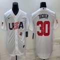 2023 World Cup #30 Kyle Tucker white USA majestic baseball jerseys 10