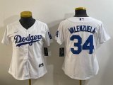 Women Nike Los Angeles Dodgers #34 Fernando Valenzuela white MLB baseball Jersey 01