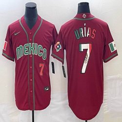 2023 World Cup Mexico #7 Julio Urias red majestic baseball jerseys 64