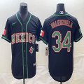 2023 World Cup Mexico #34 Fernando Valenzuela black green majestic baseball jerseys 05